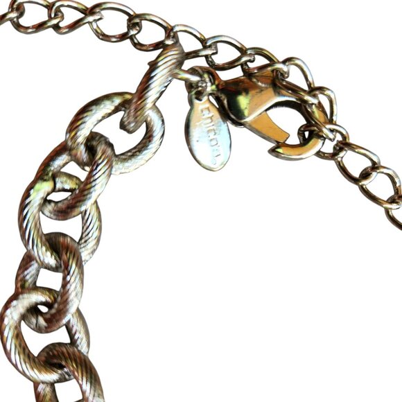 Chico's Silver Hammered Teardrop Statement Necklace 21.5 in L w/ 3.5" Extender - Picture 10 of 11